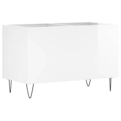 Mobile Porta Dischi Bianco Lucido 74,5x38x48 Legno Multistrato