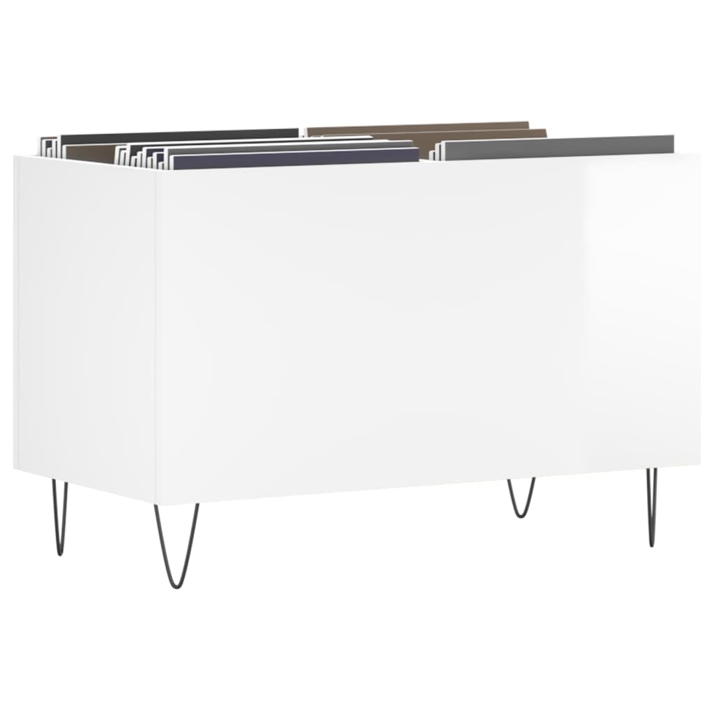 Mobile Porta Dischi Bianco Lucido 74,5x38x48 Legno Multistrato