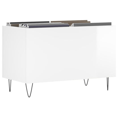 Mobile Porta Dischi Bianco Lucido 74,5x38x48 Legno Multistrato