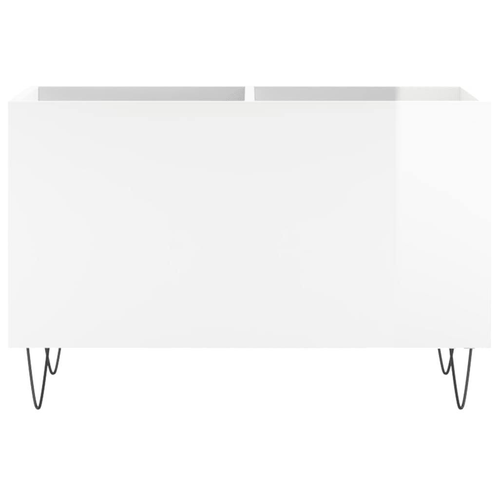 Mobile Porta Dischi Bianco Lucido 74,5x38x48 Legno Multistrato