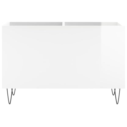 Mobile Porta Dischi Bianco Lucido 74,5x38x48 Legno Multistrato