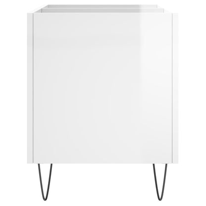 Mobile Porta Dischi Bianco Lucido 74,5x38x48 Legno Multistrato