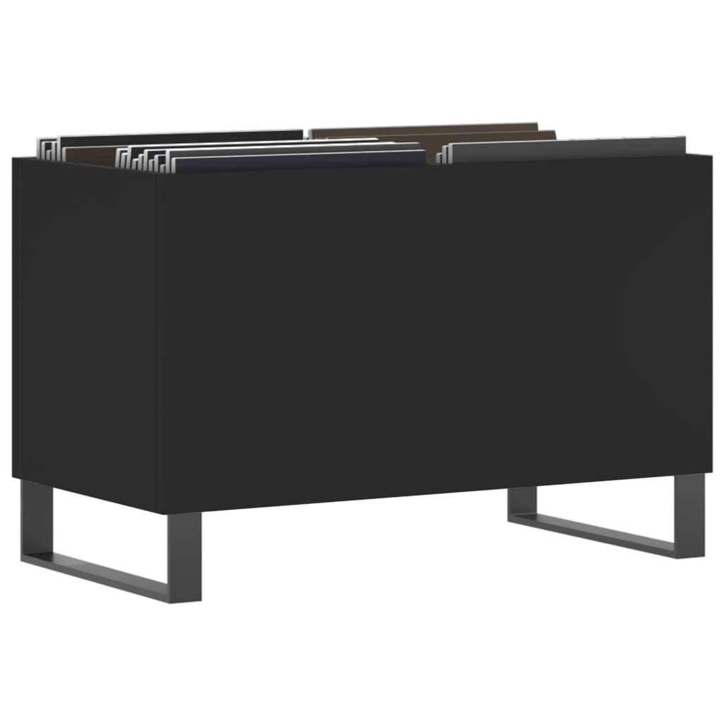 Mobile Porta Dischi Nero 74,5x38x48 cm in Legno Multistrato