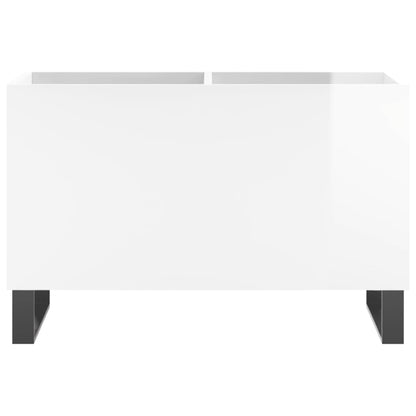 Mobile Porta Dischi Bianco Lucido 74,5x38x48 Legno Multistrato