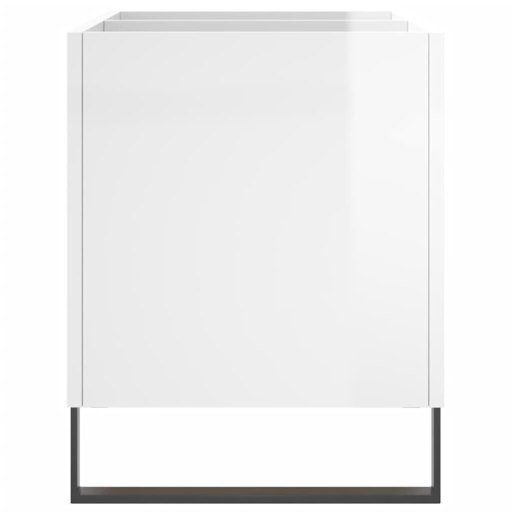 Mobile Porta Dischi Bianco Lucido 74,5x38x48 Legno Multistrato