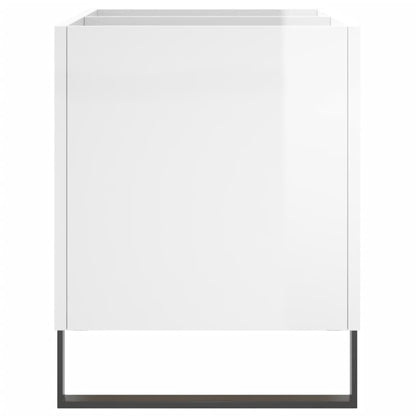 Mobile Porta Dischi Bianco Lucido 74,5x38x48 Legno Multistrato