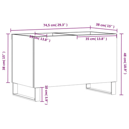 Mobile Porta Dischi Bianco Lucido 74,5x38x48 Legno Multistrato