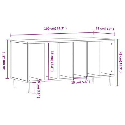 Mobile Porta Dischi Nero 100x38x48 cm in Legno Multistrato