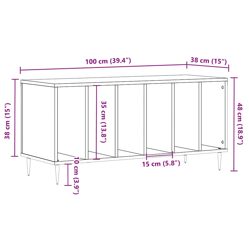 Mobile Porta Dischi Rovere Sonoma 100x38x48cm Legno Multistrato