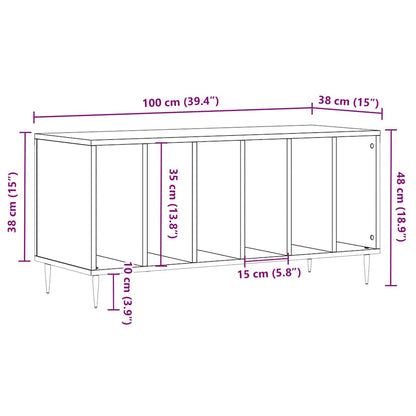 Mobile Porta Dischi Rovere Sonoma 100x38x48cm Legno Multistrato