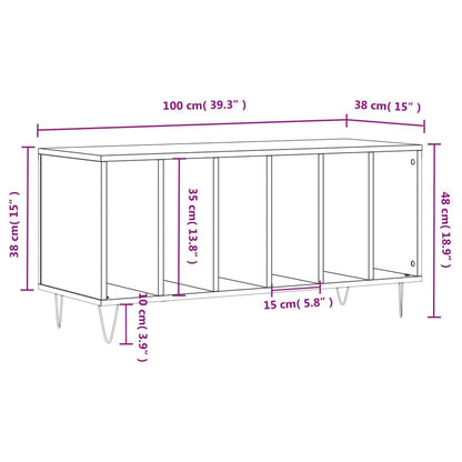 Mobile Porta Dischi Rovere Fumo 100x38x48 cm Legno Multistrato