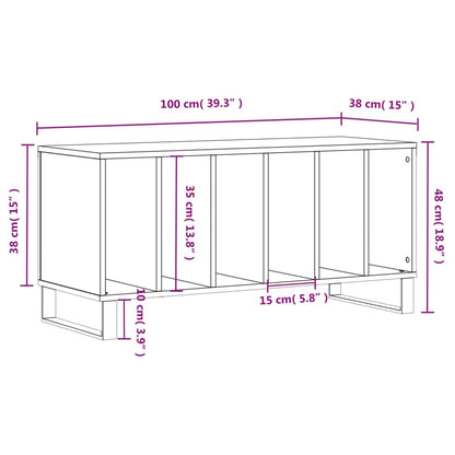 Mobile Porta Dischi Bianco 100x38x48 cm in Legno Multistrato