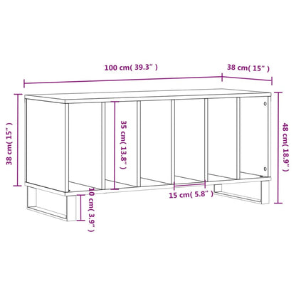 Mobile Porta Dischi Nero 100x38x48 cm in Legno Multistrato