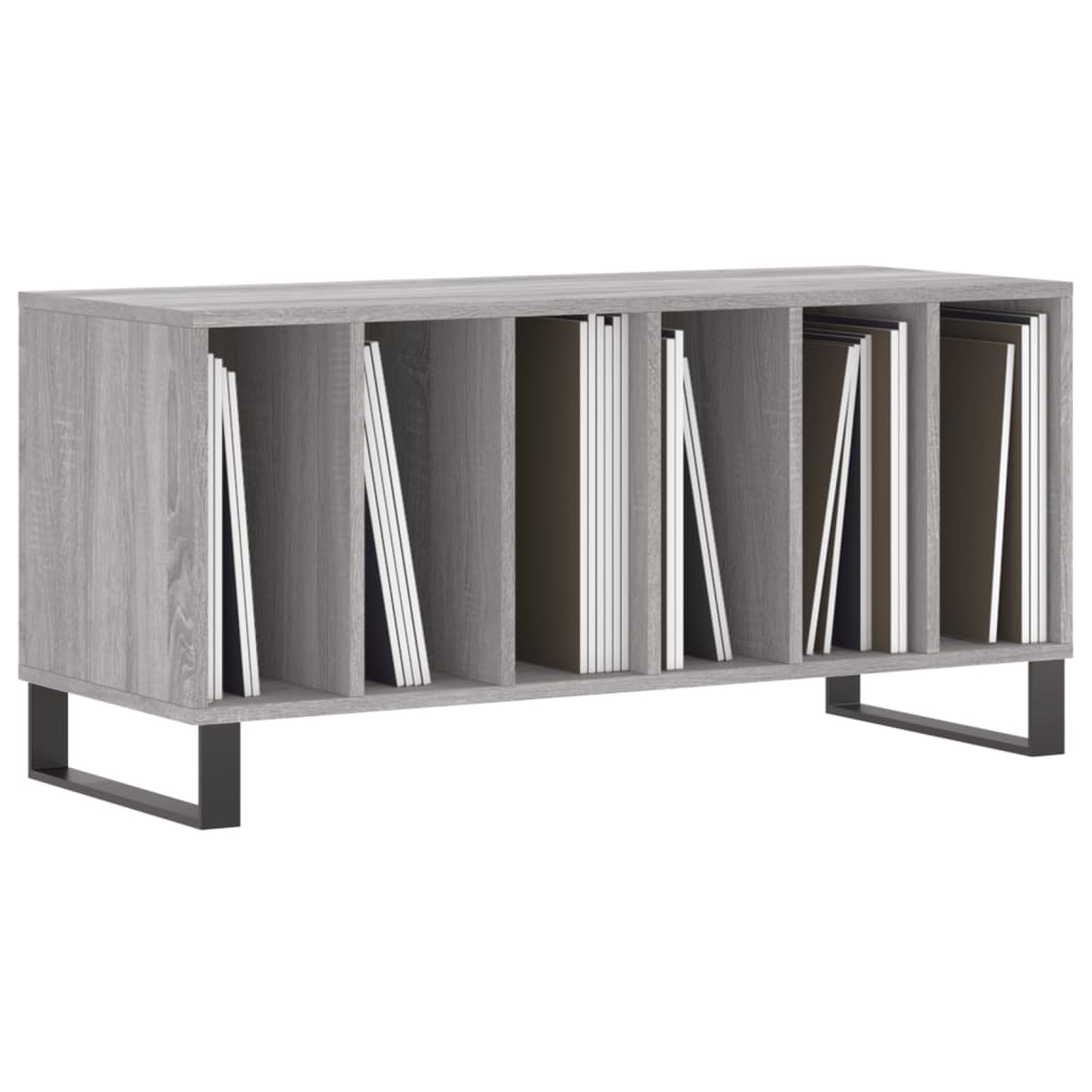 Mobile Porta Dischi Grigio Sonoma 100x38x48cm Legno Multistrato