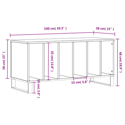 Mobile Porta Dischi Grigio Sonoma 100x38x48cm Legno Multistrato