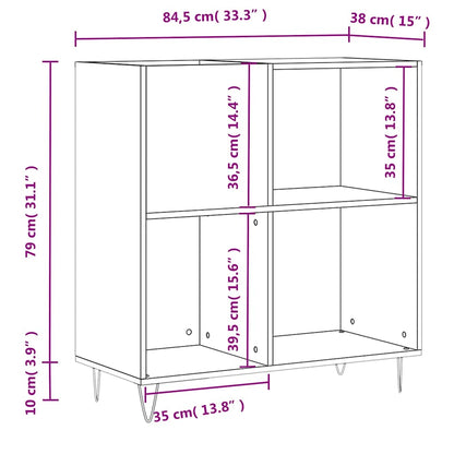 Mobile Porta Dischi Nero 84,5x38x89 cm in Legno Multistrato