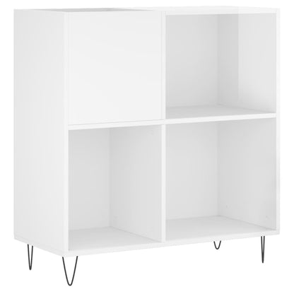 Mobile Porta Dischi Bianco Lucido 84,5x38x89 Legno Multistrato