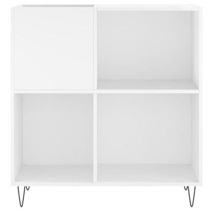 Mobile Porta Dischi Bianco Lucido 84,5x38x89 Legno Multistrato