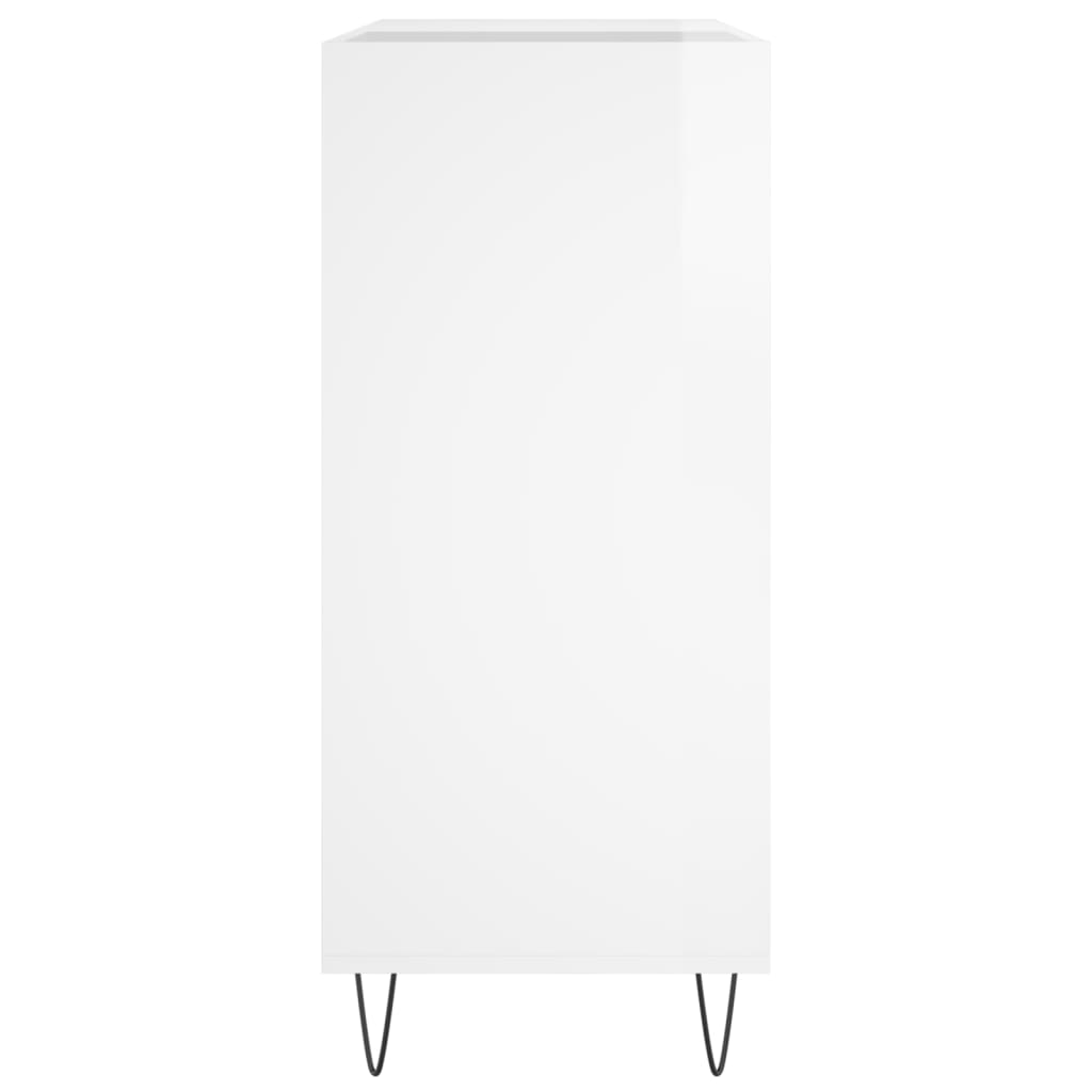Mobile Porta Dischi Bianco Lucido 84,5x38x89 Legno Multistrato