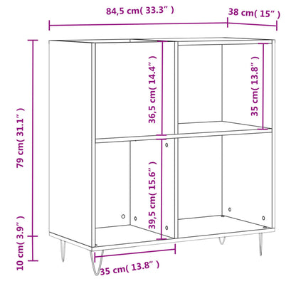 Mobile Porta Dischi Rovere Fumo 84,5x38x89 cm Legno Multistrato