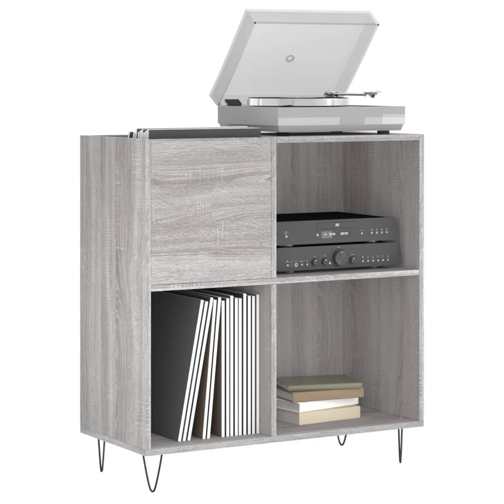 Mobile Porta Dischi Grigio Sonoma 84,5x38x89 Legno Multistrato