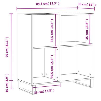 Mobile Porta Dischi Bianco 84,5x38x89 cm in Legno Multistrato