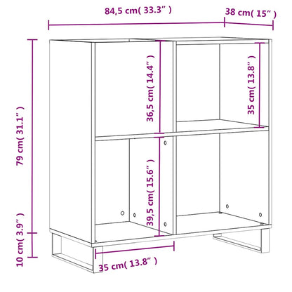 Mobile Porta Dischi Bianco 84,5x38x89 cm in Legno Multistrato