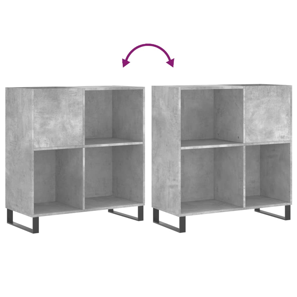 Mobile Porta Dischi Grigio Cemento 84,5x38x89 Legno Multistrato
