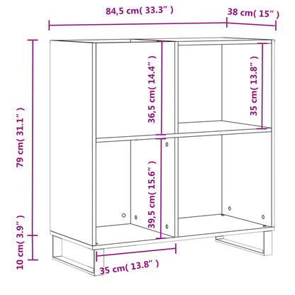Mobile Porta Dischi Grigio Cemento 84,5x38x89 Legno Multistrato