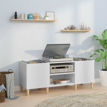 Mobile Porta Dischi Bianco 121x38x48 cm in Legno Multistrato - homemem39