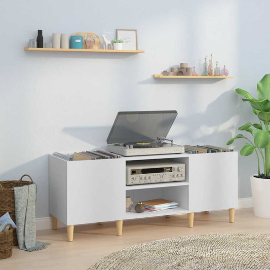 Mobile Porta Dischi Bianco 121x38x48 cm in Legno Multistrato - homemem39