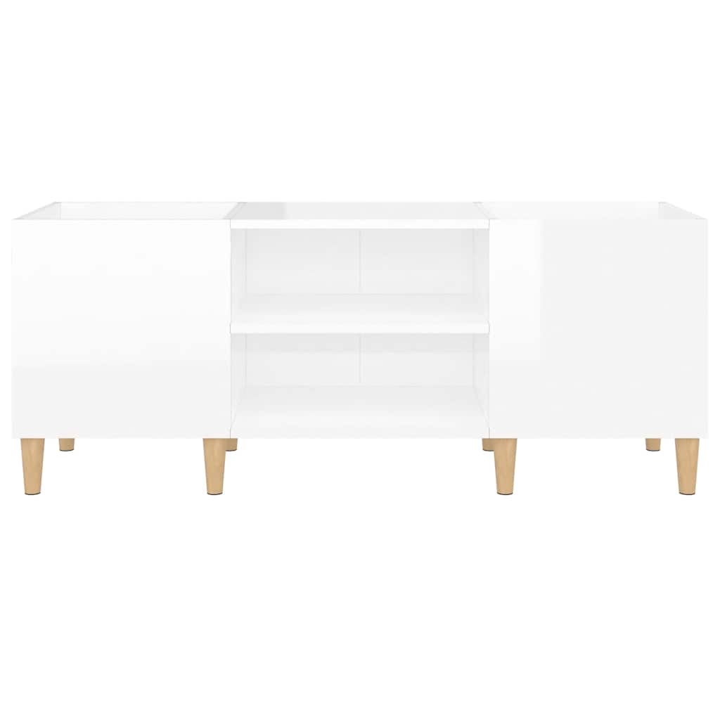 Mobile Porta Dischi Bianco Lucido 121x38x48cm Legno Multistrato - homemem39