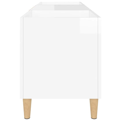 Mobile Porta Dischi Bianco Lucido 121x38x48cm Legno Multistrato - homemem39