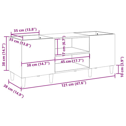 Mobile Porta Dischi Bianco Lucido 121x38x48cm Legno Multistrato - homemem39