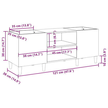 Mobile Porta Dischi Grigio Cemento 121x38x48 Legno Multistrato - homemem39