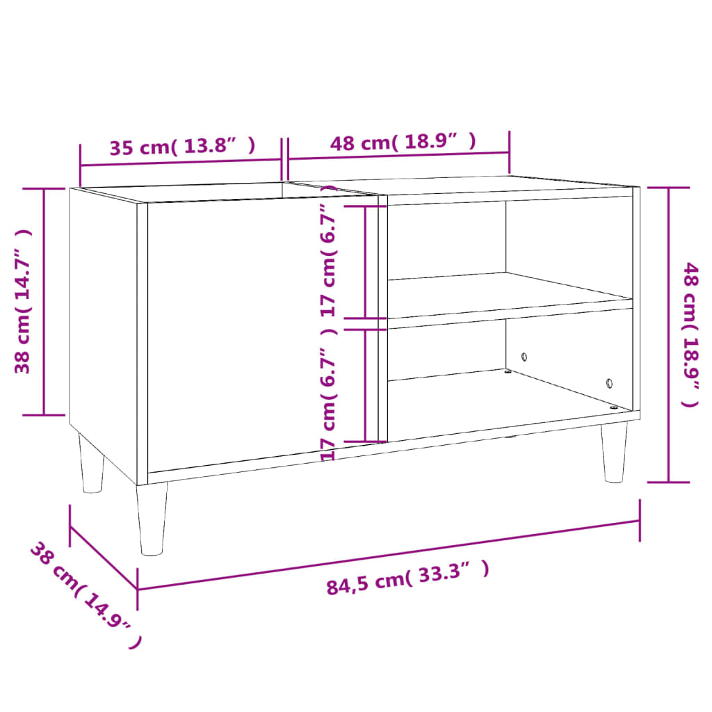 Mobile Porta Dischi Rovere Sonoma 84,5x38x48 Legno Multistrato