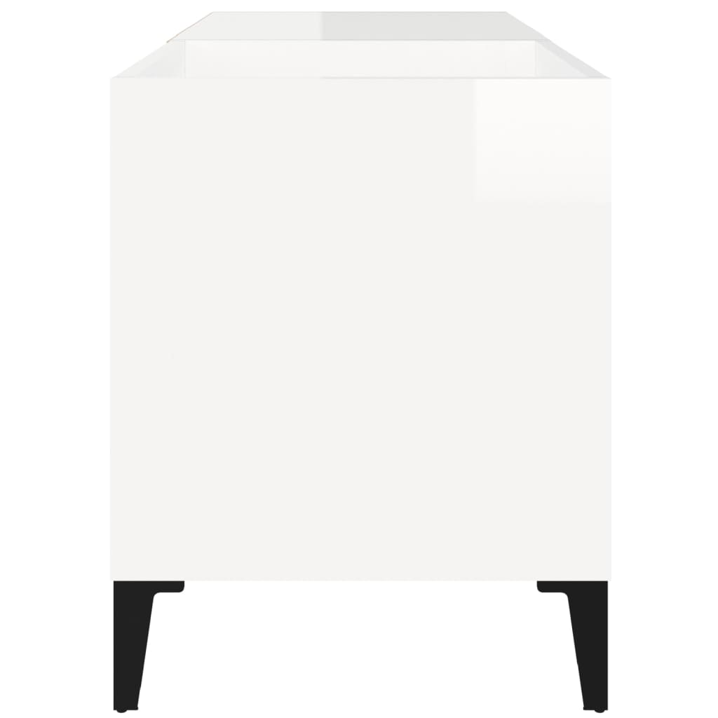 Mobile Porta Dischi Bianco Lucido 84,5x38x48 Legno Multistrato