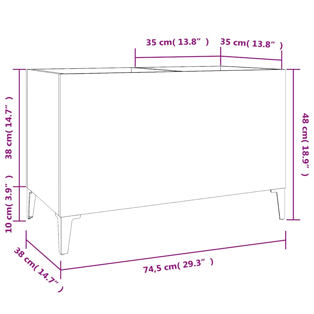 Mobile Porta Dischi Nero 74,5x38x48 cm in Legno Multistrato