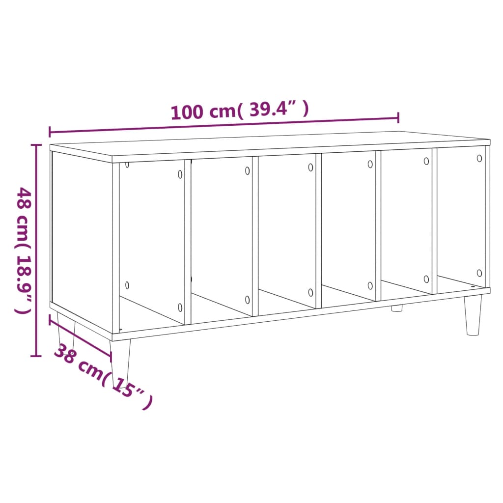 Mobile Porta Dischi Bianco 100x38x48 cm in Legno Multistrato