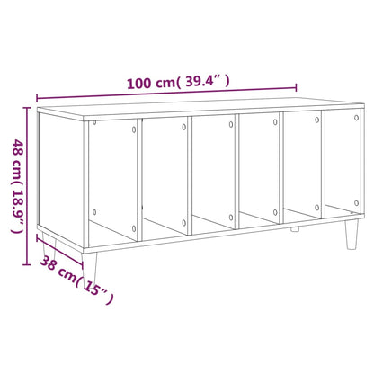 Mobile Porta Dischi Nero 100x38x48 cm in Legno Multistrato