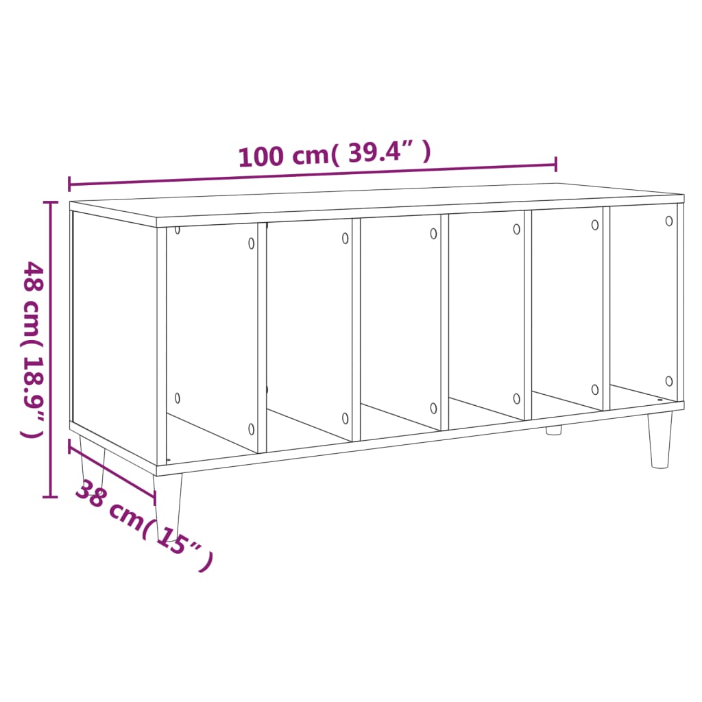 Mobile Porta Dischi Grigio Sonoma 100x38x48cm Legno Multistrato - homemem39