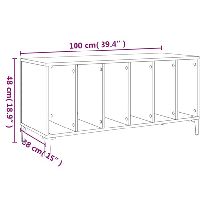 Mobile Porta Dischi Nero 100x38x48 cm in Legno Multistrato