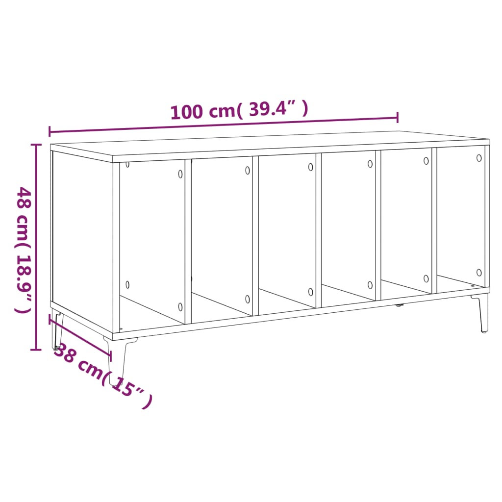 Mobile Porta Dischi Rovere Sonoma 100x38x48cm Legno Multistrato