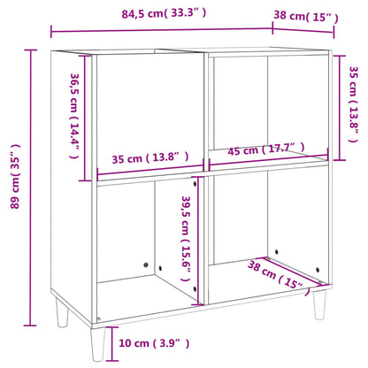 Mobile Porta Dischi Bianco 84,5x38x89 cm in Legno Multistrato