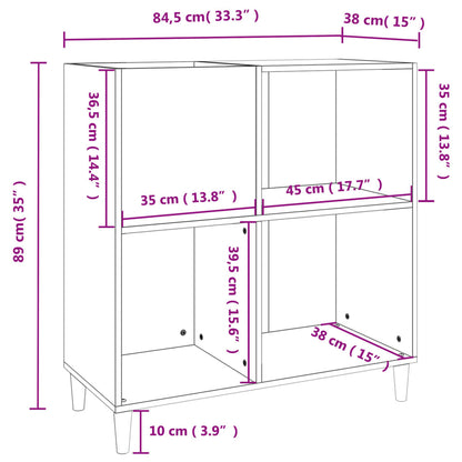 Mobile Porta Dischi Nero 84,5x38x89 cm in Legno Multistrato