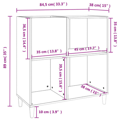 Mobile Porta Dischi Rovere Marrone 84,5x38x89 Legno Multistrato