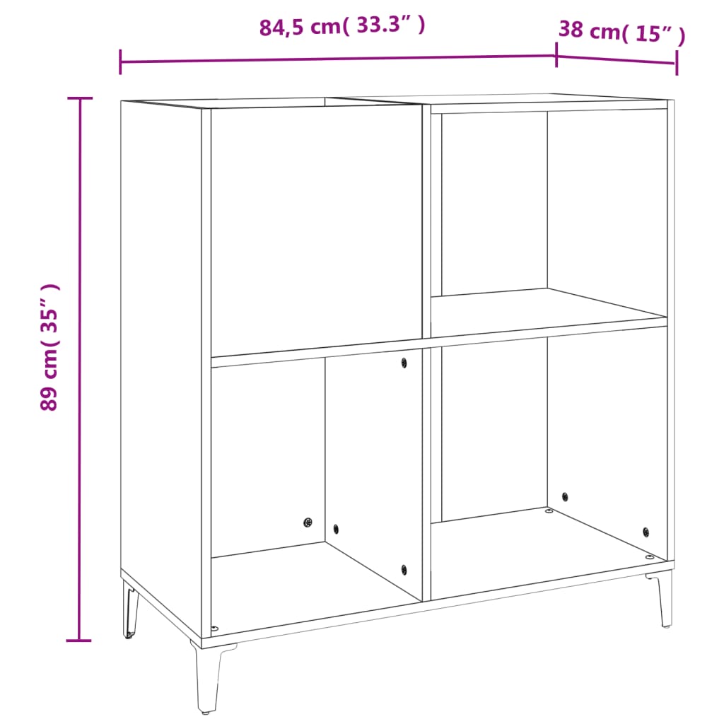 Mobile Porta Dischi Bianco 84,5x38x89 cm in Legno Multistrato