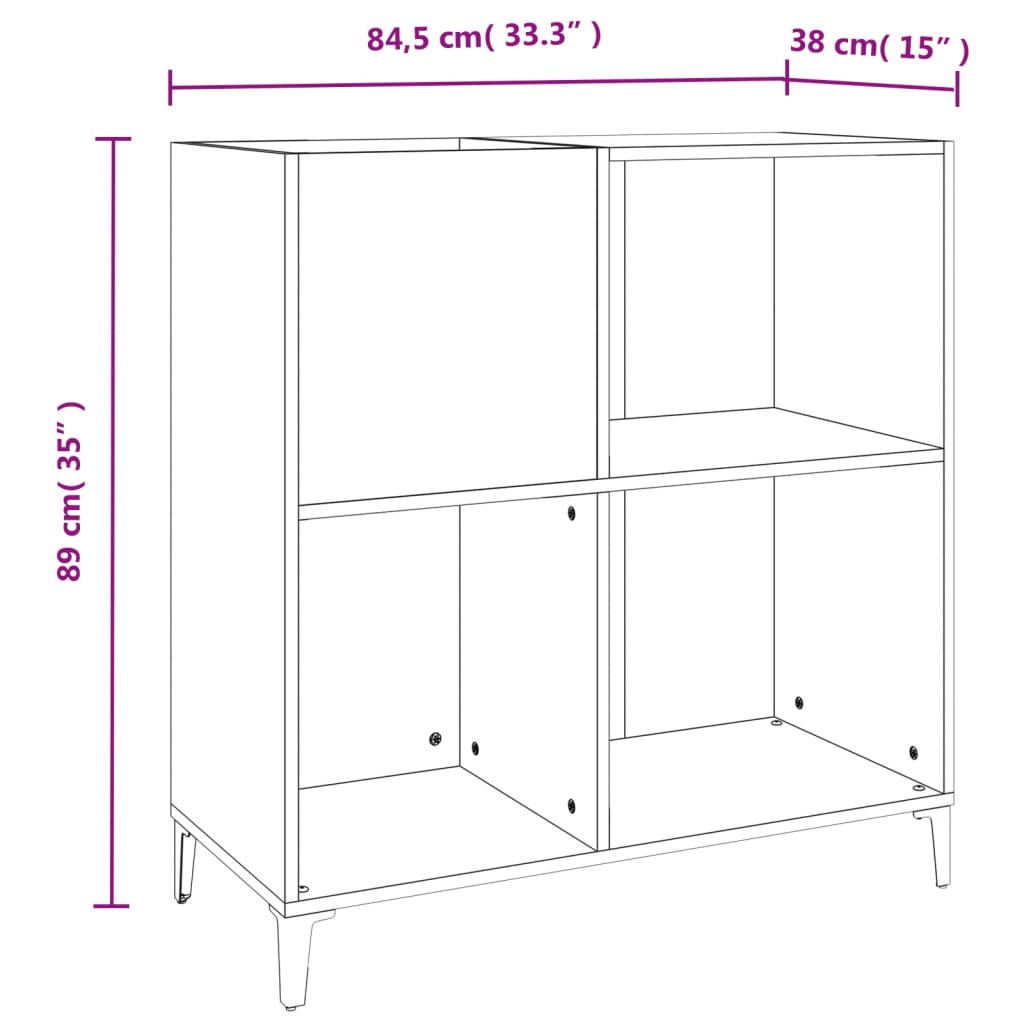 Mobile Porta Dischi Nero 84,5x38x89 cm in Legno Multistrato