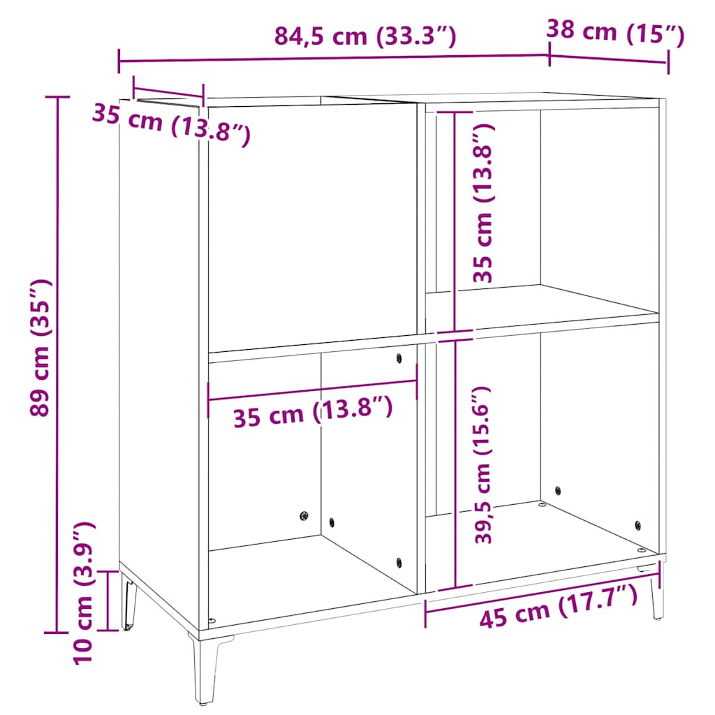 Mobile Porta Dischi Nero 84,5x38x89 cm in Legno Multistrato - homemem39