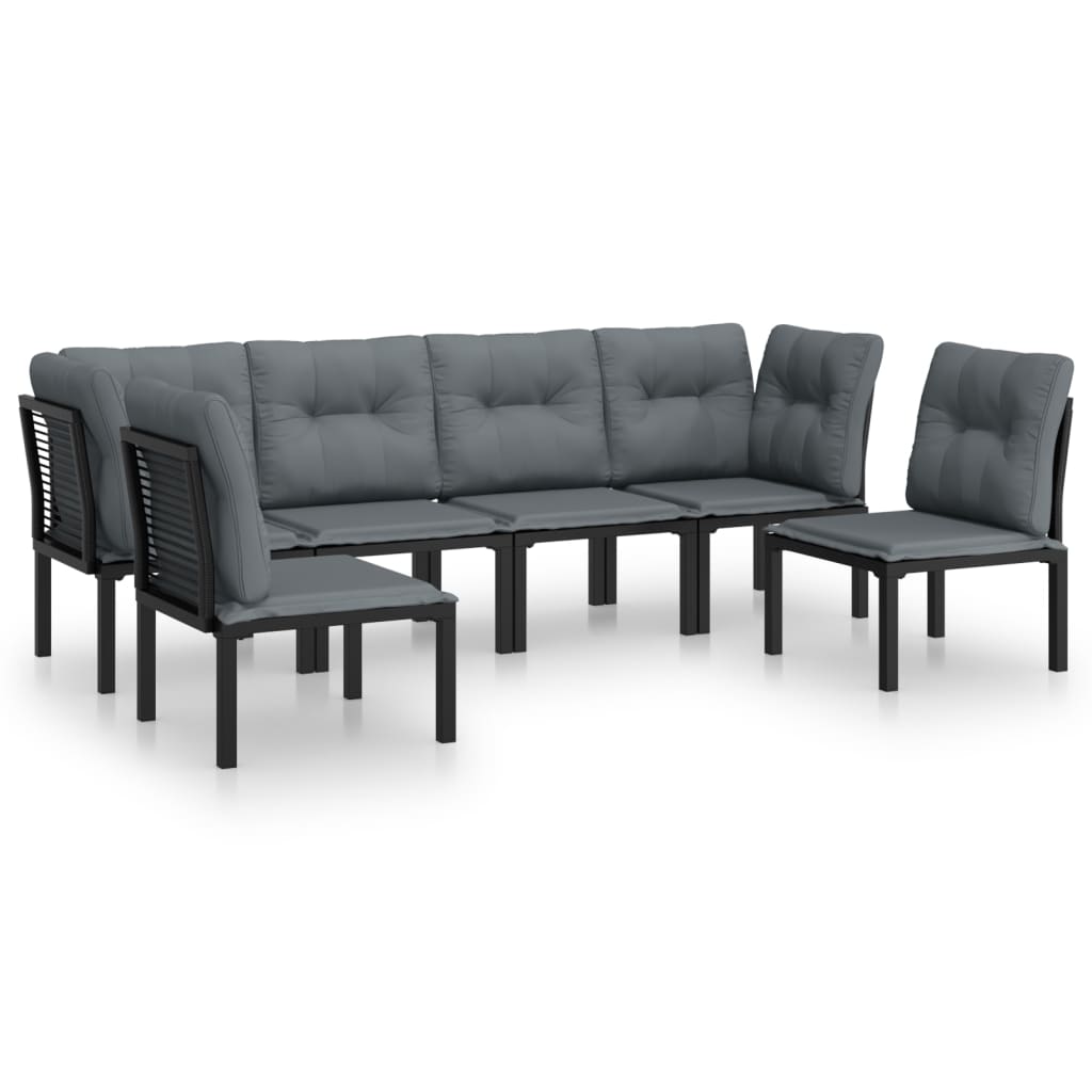 Set Salotto da Giardino 6 pz in Polyrattan Nero e Grigio - homemem39